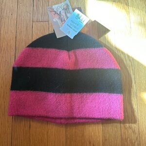 Y2K Betsey Johnson Stiped Lambswool Beanie, NWT
